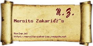 Mersits Zakariás névjegykártya
